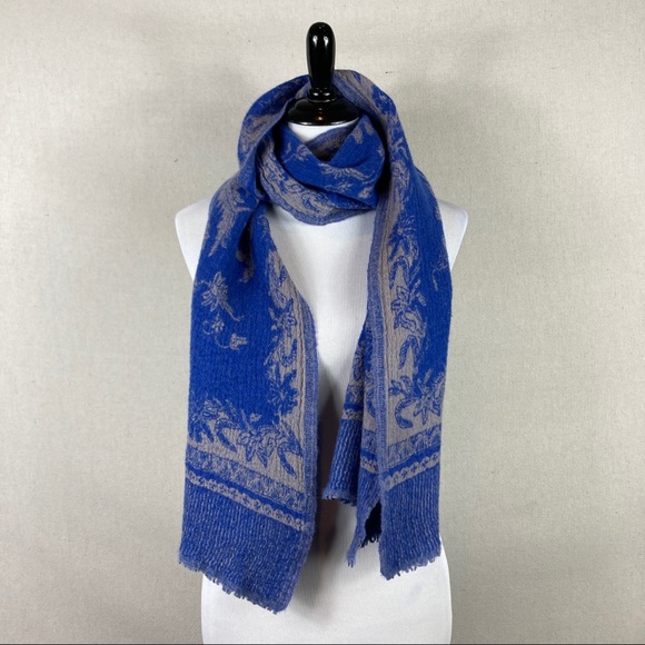 J. Crew Boiled 100% Wool Scarf Wrap Blue Gray OS - Picture 3 of 10